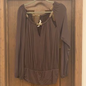 Boston Proper top with cut outs and gold accents